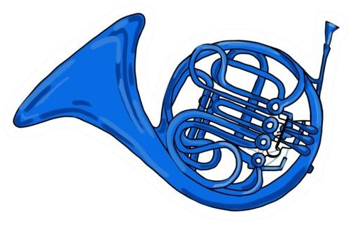 Blue French Horn Sticker